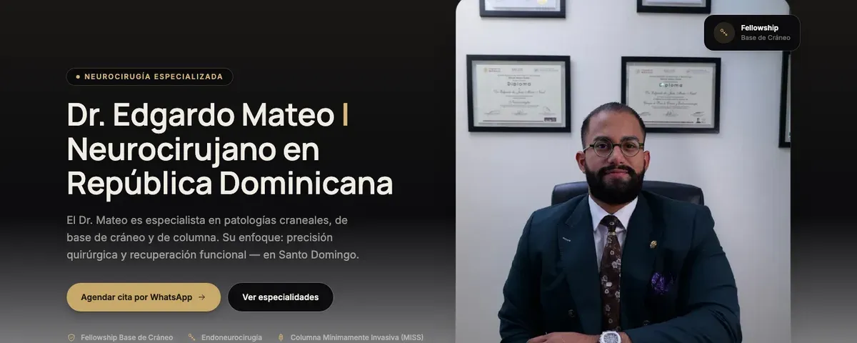 Captura de la página web del Dr. Edgardo Mateo